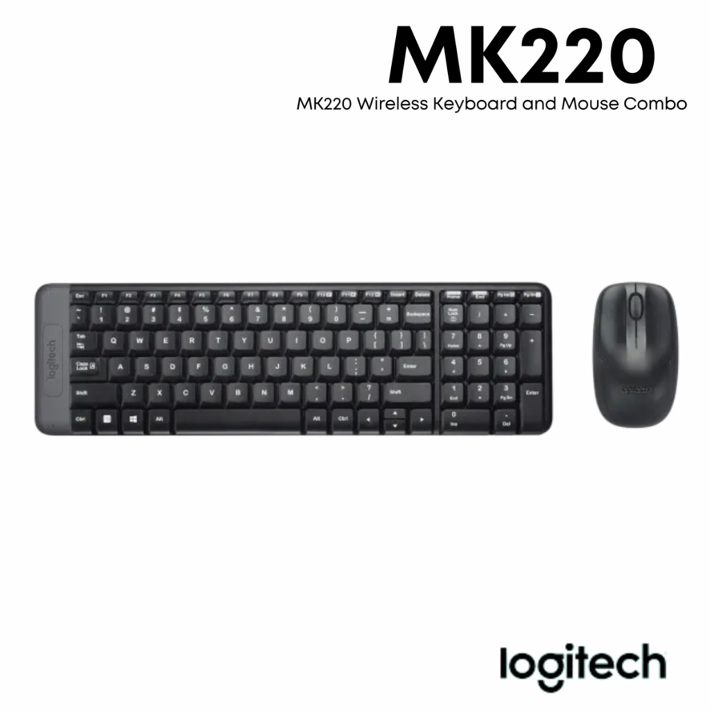 Combo Logitech teclado e mouse s/fio preto MK220