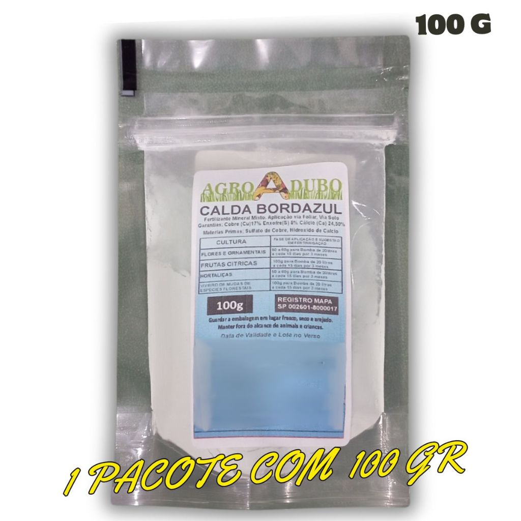 Calda Bordalesa Pacote 100g Foliar Calcio + Cobre