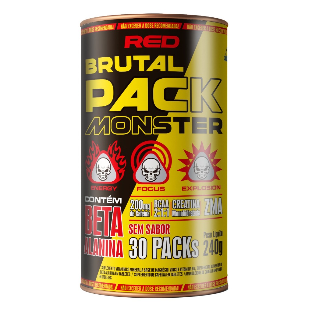 Brutal Pack Monster 30 Paks Red Series Hipertrofia Anabolismo e Massa Muscular Animal