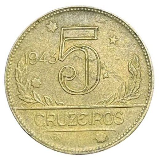 Moeda de 5 Cruzeiros - 1943 - Escassa