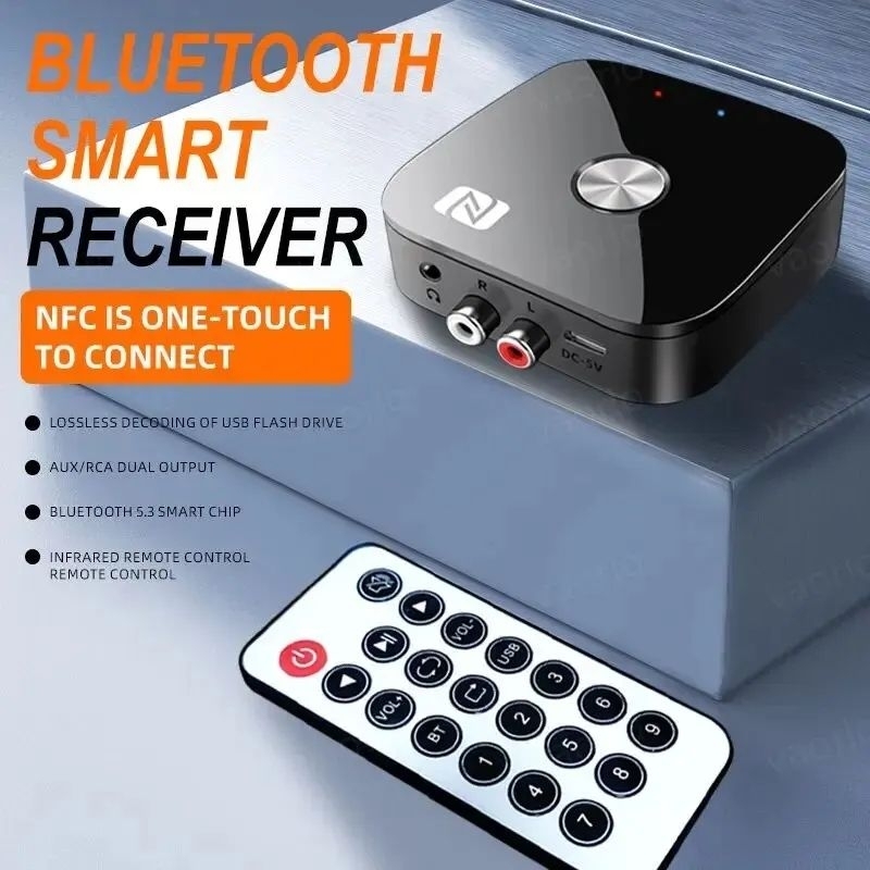 Conversor áudio Receptor de áudio Bluetooth com controle Remoto