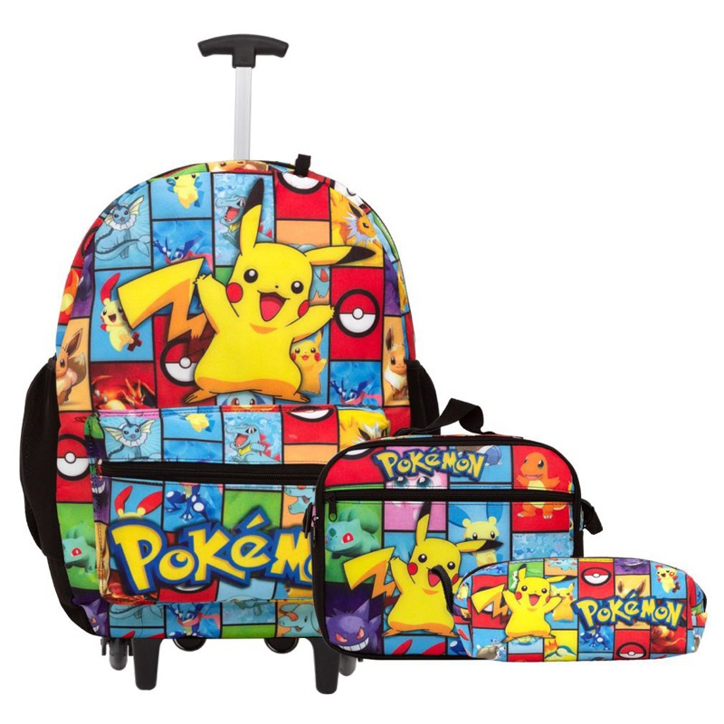 Kit Mochila Rodinha Pikachu (POKEMOM) +Toalha