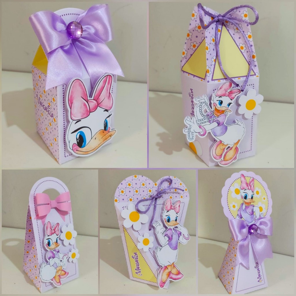 Kit com 5 Caixas Personalizadas Margarida Disney 3D