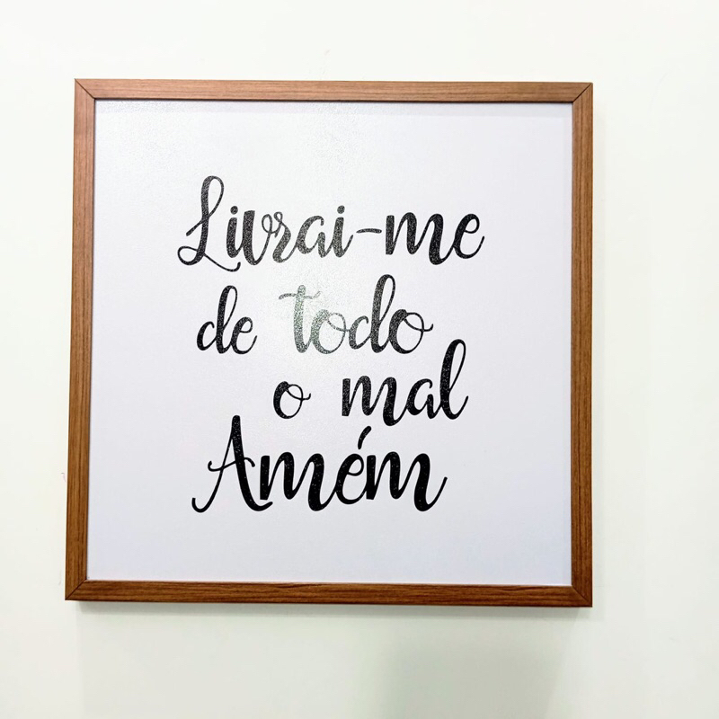 Quadro Resina Para Caixa De Luz Livrai me de todo Mal Amém 43x43(M preta)