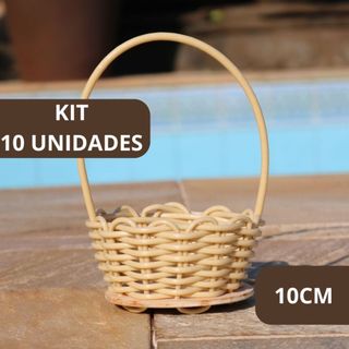 Kit 10 cesta fraldeira 10cm para presentes com alça fibra sintética
