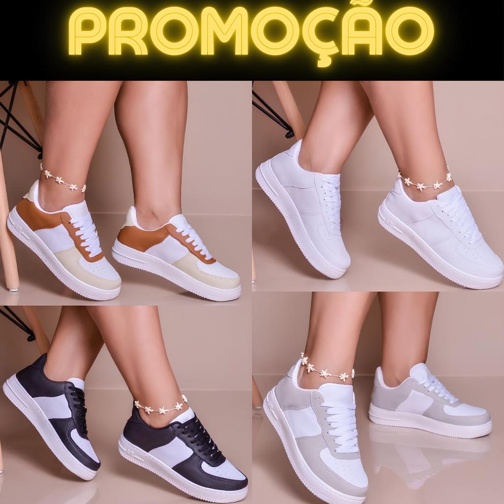 Tênis Feminino Branco Casual Confortavel Leve Solado Macio