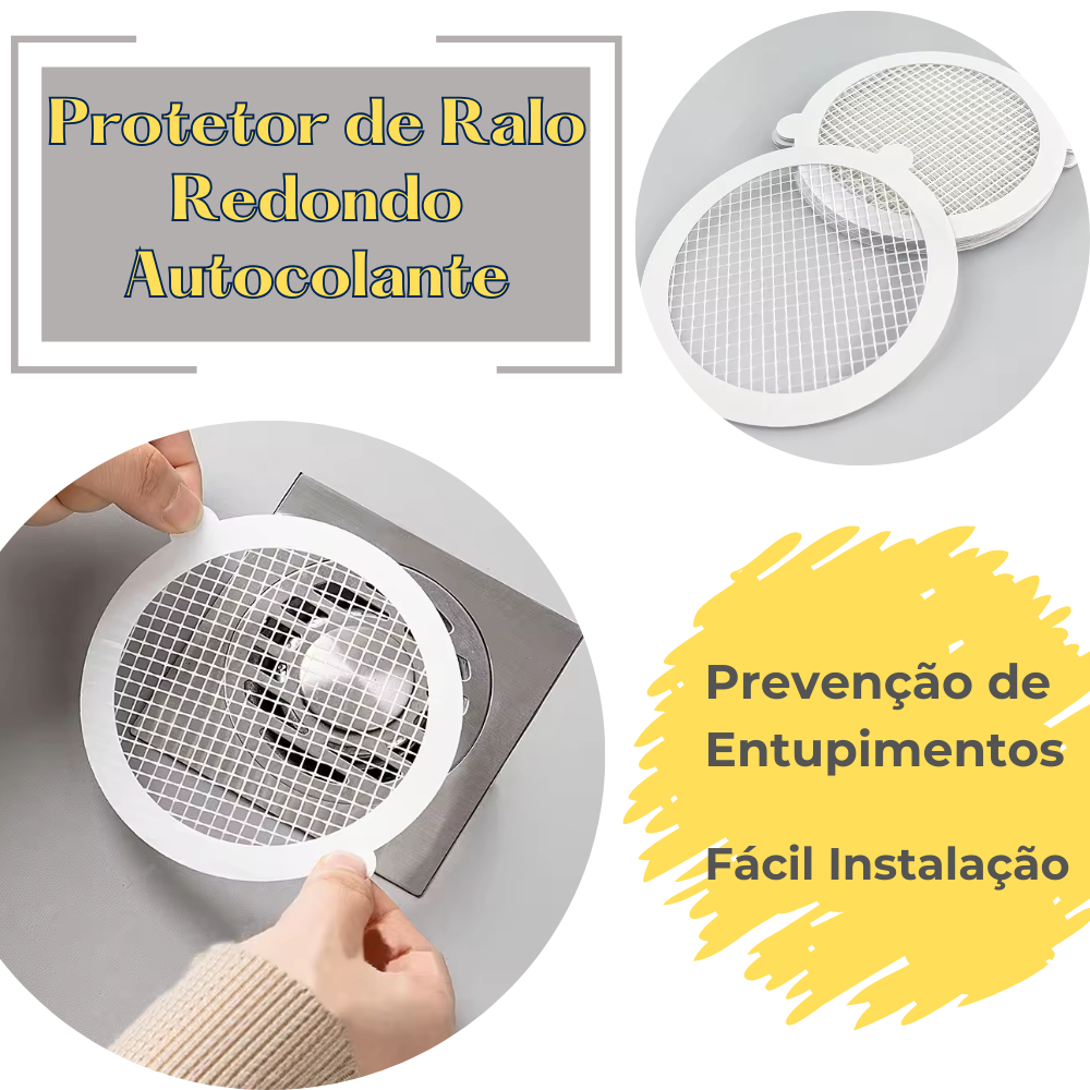 Filtro Protetor de Ralo Redondo Autocolante Descartável