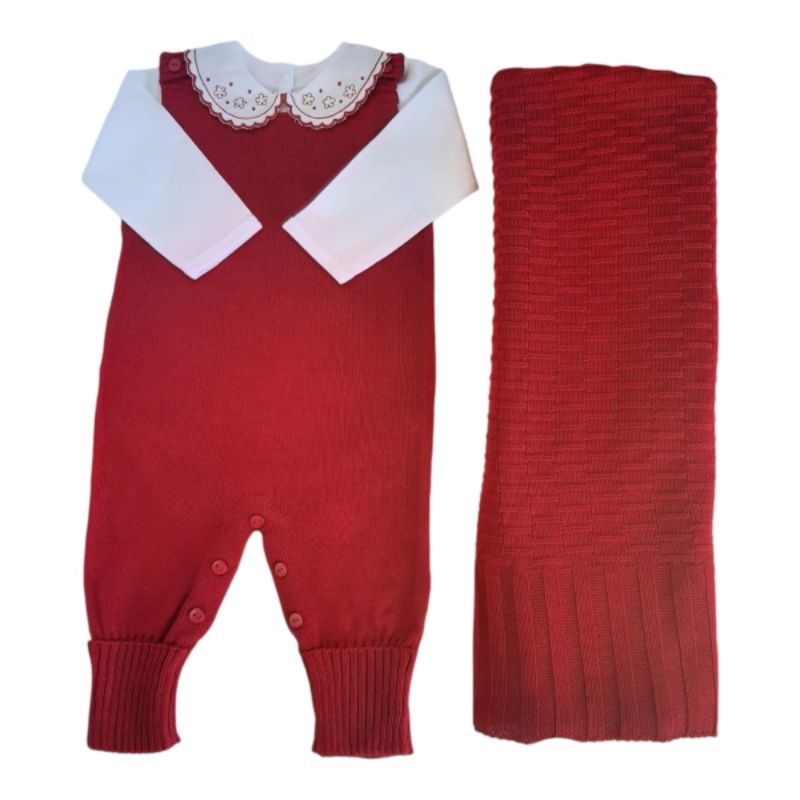 conjunto saida maternidade menina jardineira manta e body florzinha em Oferta na Shopee