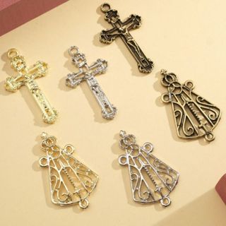 Crucifixos + Entremeios Nossa Senhora Aparecida Ouro Velho Prata e Dourado Para Terço em Oferta na Shopee