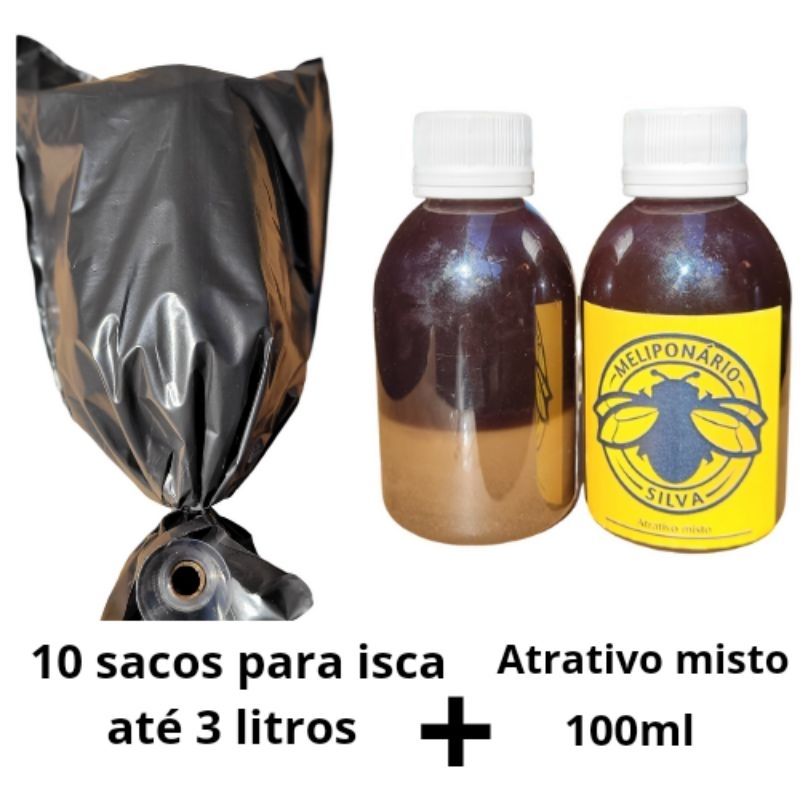kit Atrativo misto 100ml +10 sacos para isca pet até 3 litros em Oferta na Shopee