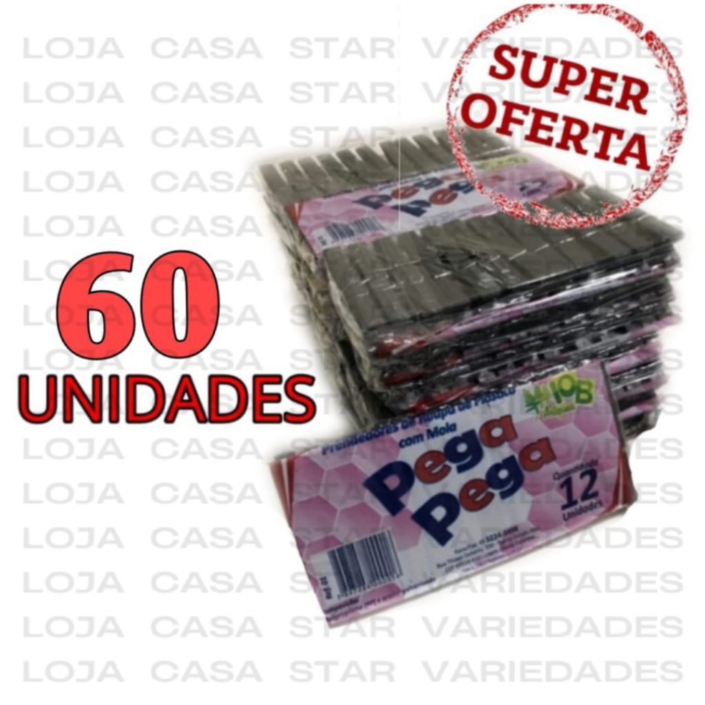 KIT 60 prendedor pregador plástico de roupa super resistente