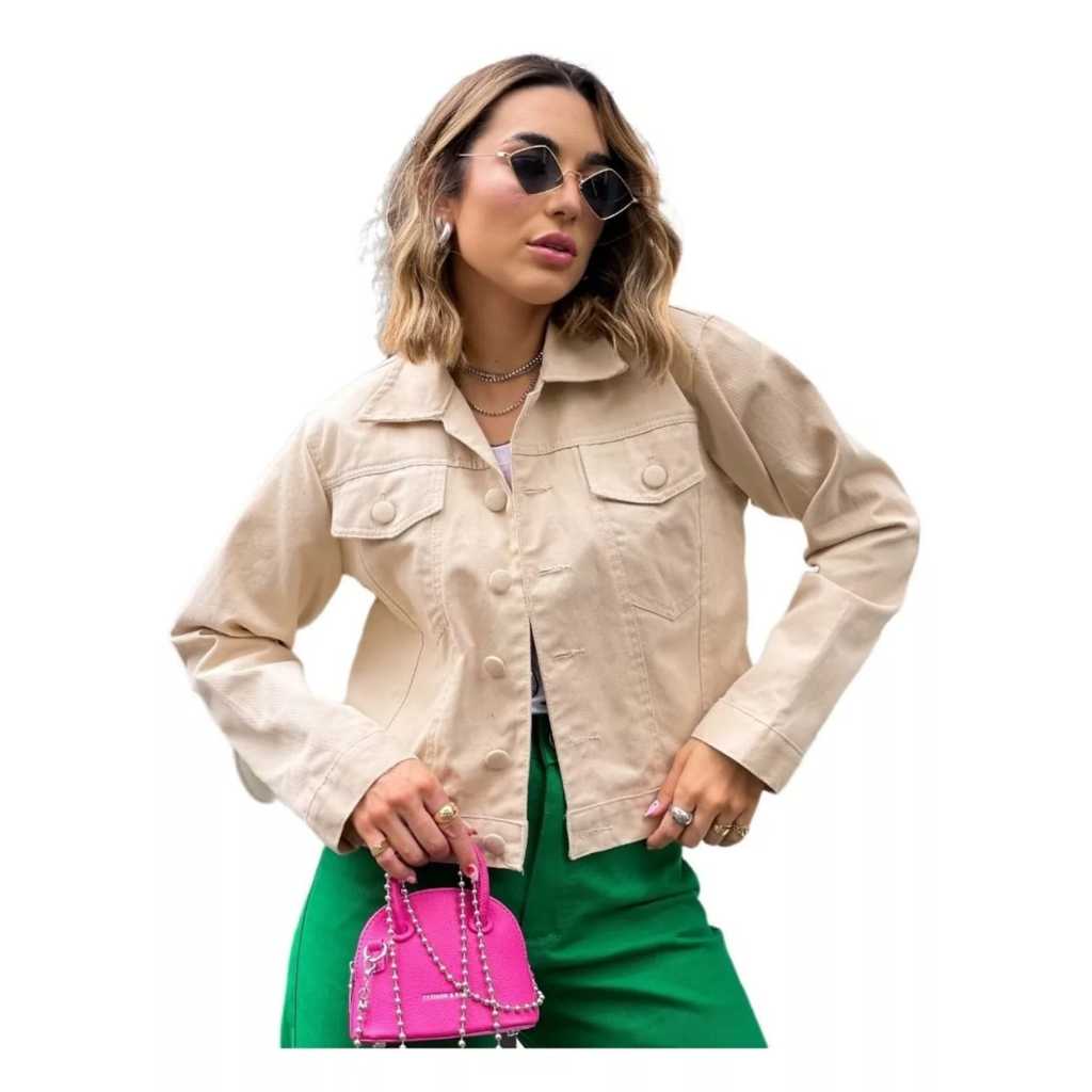 Jaquetinha Jeans Feminina Casaco Manga Longa Botões Forrados em Oferta na Shopee