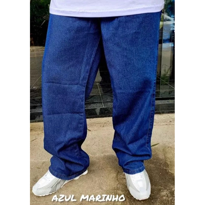 Calça Jeans Balao Reta baggy Clara e escura Estilo Skate em Oferta na Shopee