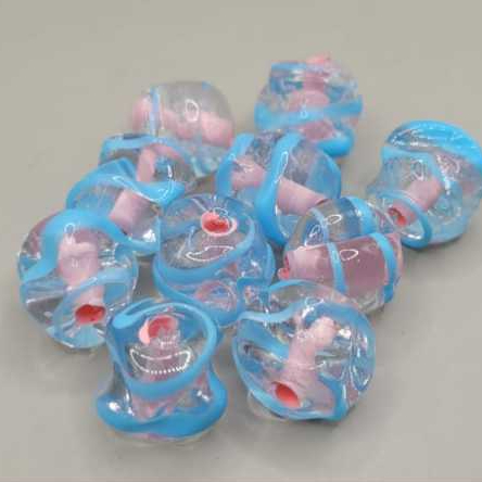 Kit C/ 3 ou 7 Unidades Firma De Murano Meteoro Cristal/Azul Miolo Rosa