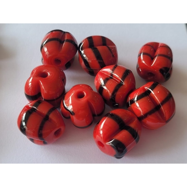 Kit C/ 3 ou 7 Unidades Firma De Murano Pitanga Vermelho/Preto