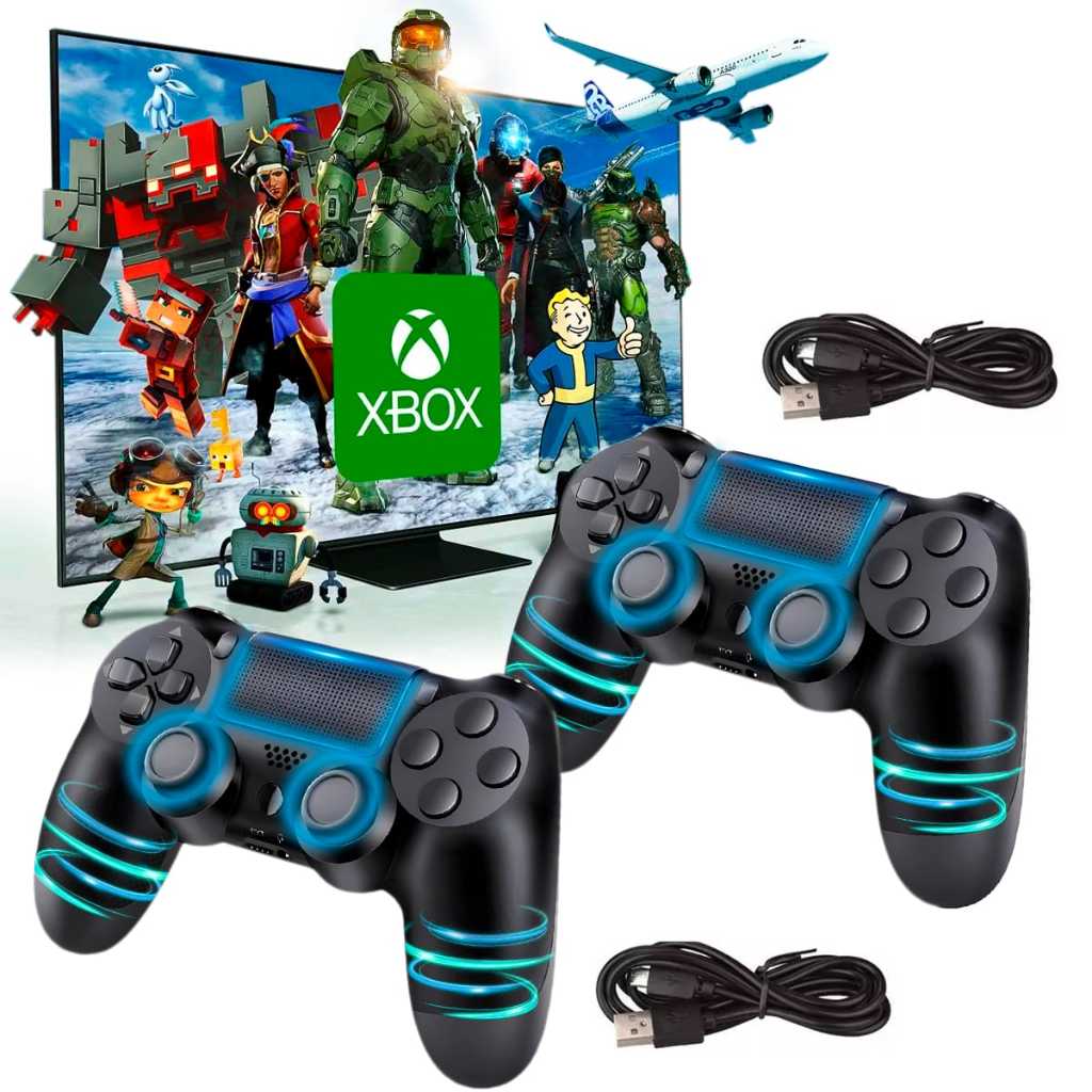 Kit 2 Controles P Tv Samsung Ps4 Gaming Hub Xbox Game