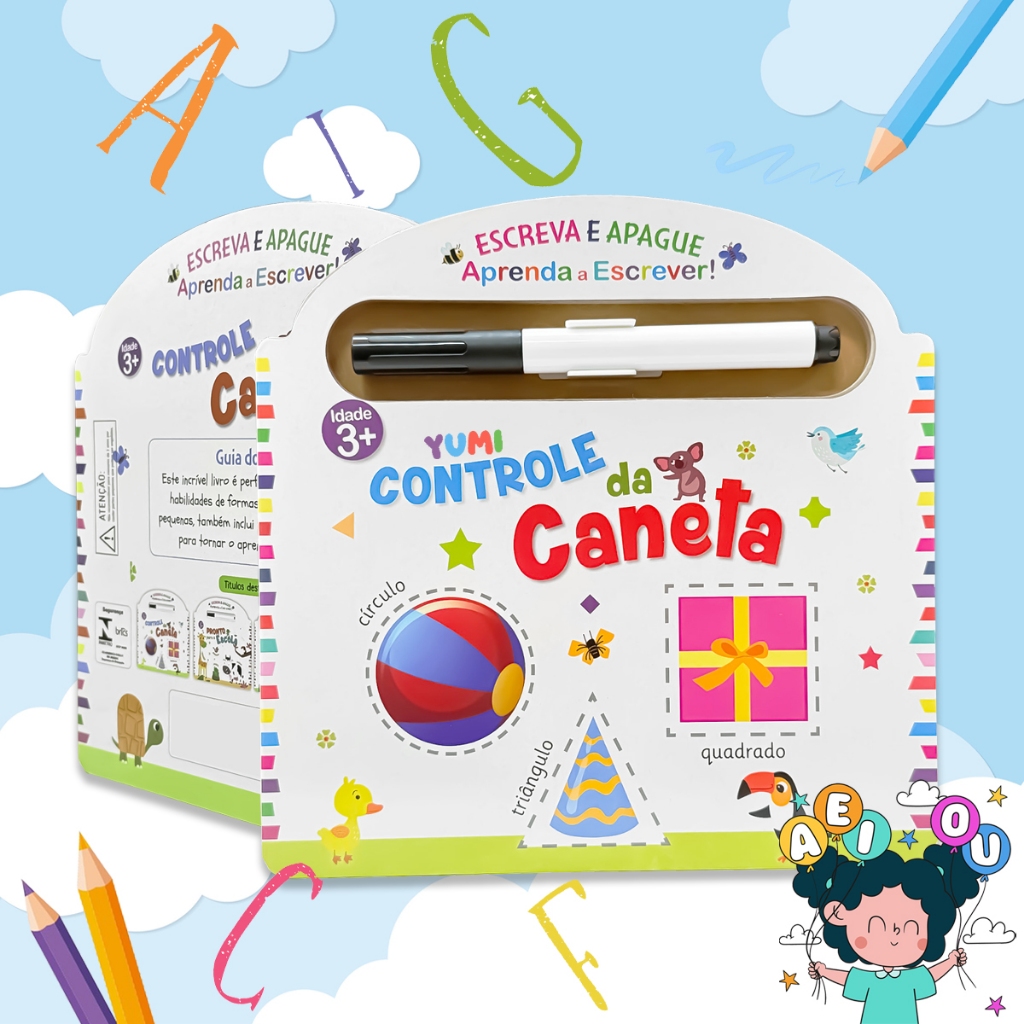 Livro Caderno De Caligrafia Infantil Caneta Magica Apagável - Controle da Caneta Aprenda a Escrever! em Oferta na Shopee