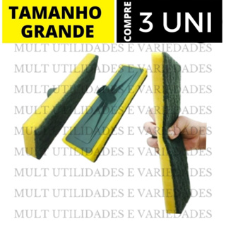 Kit 3 Rodo abrasivo lava azulejo esponja piso esfregao  limpeza pesada rodo esfregões limpa chão manual mop sem cabo PROMOÇÃO em Oferta na Shopee