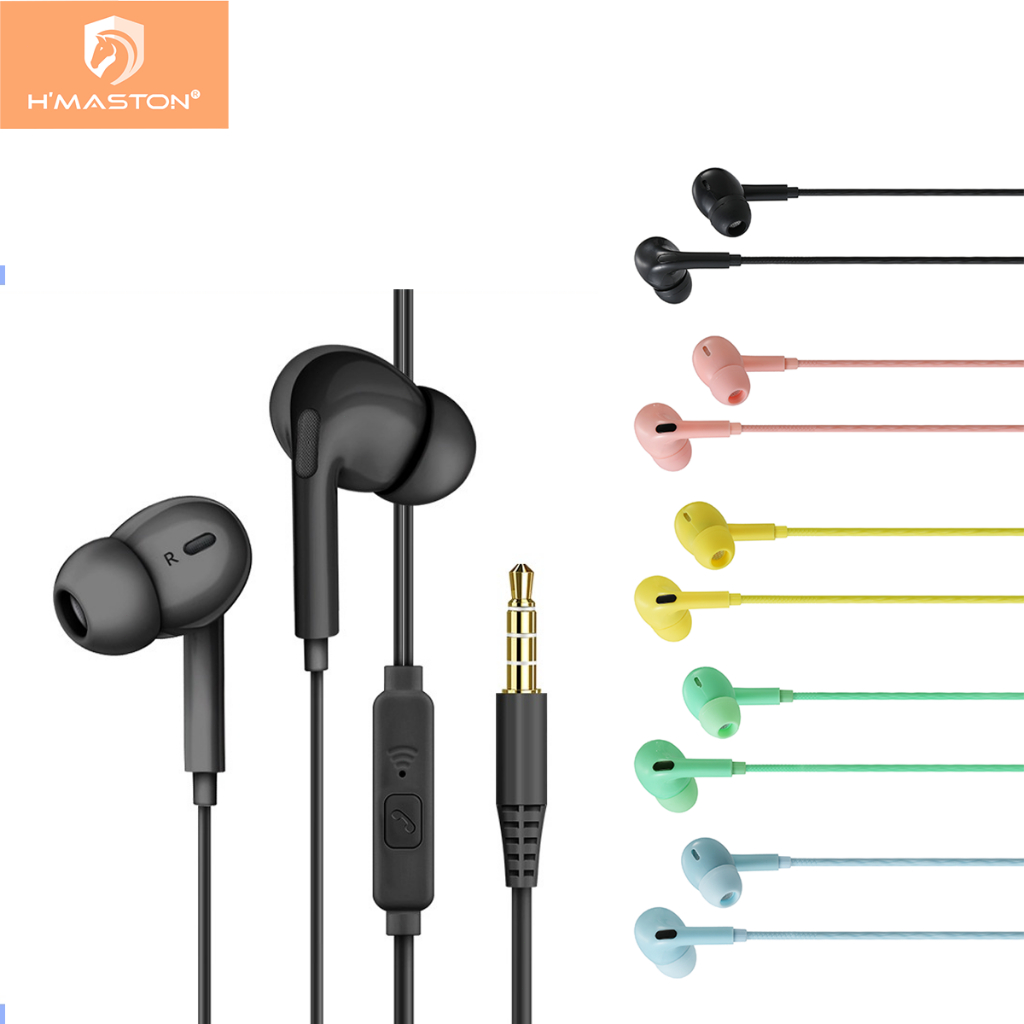 H'maston EJ-36 Fone De Ouvido Macaron Com Fio De Alta Qualidade Fone De Ouvido com fio e microfone