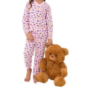 kit 1 ou 5 Pijamas Infantil Manga Longa Menina Feminino em Oferta na Shopee