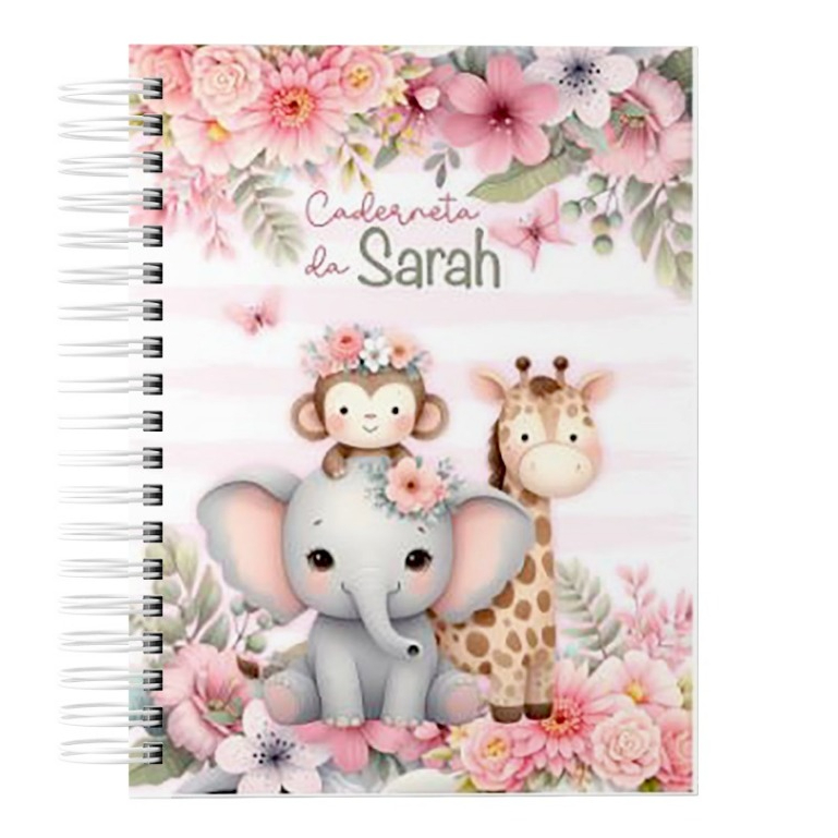 Caderneta de saúde vacinação capa dura personalizada com nome tema Safari menina atualizada em Oferta na Shopee