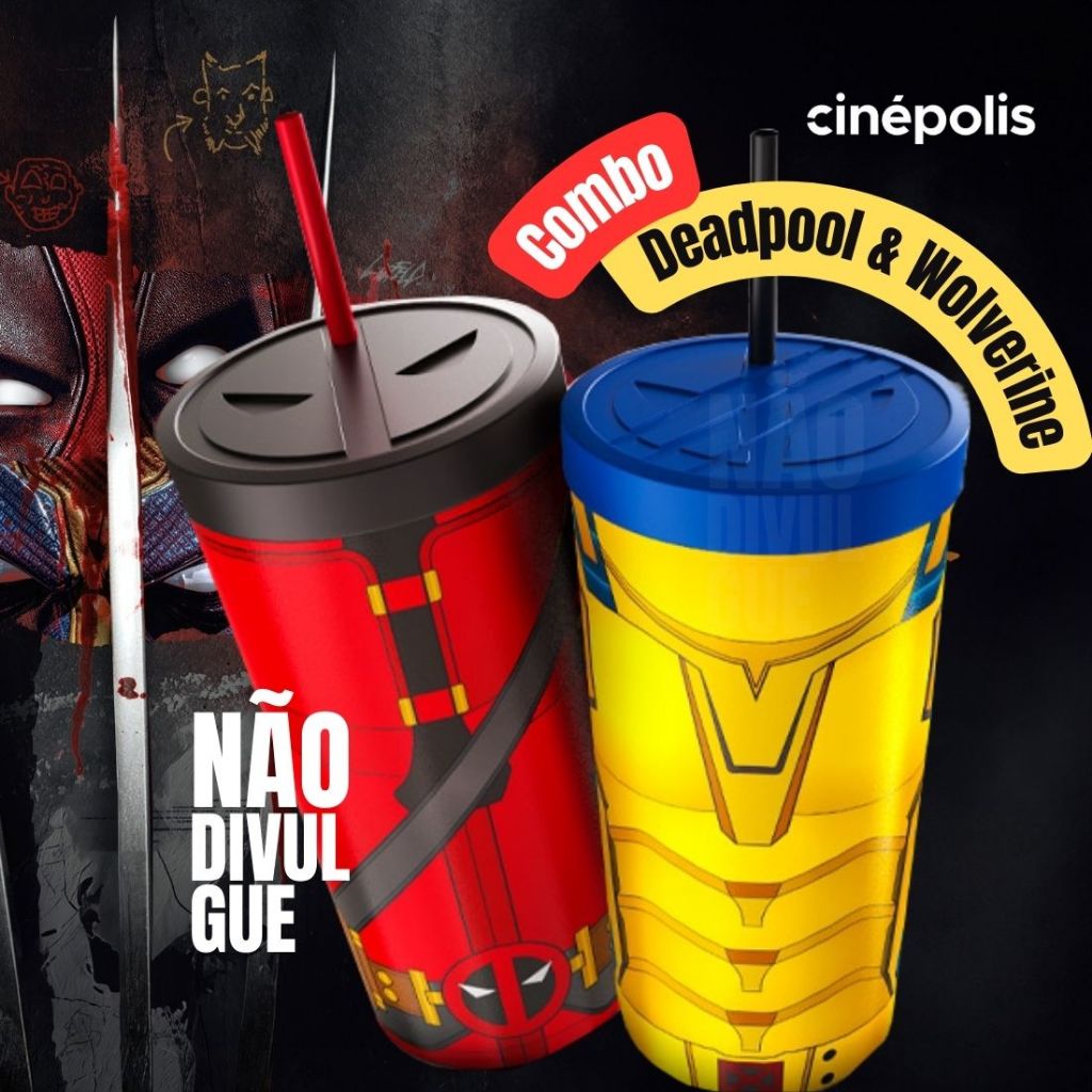 Copos Deadpool e Wolverine 2024 - Cinépolis