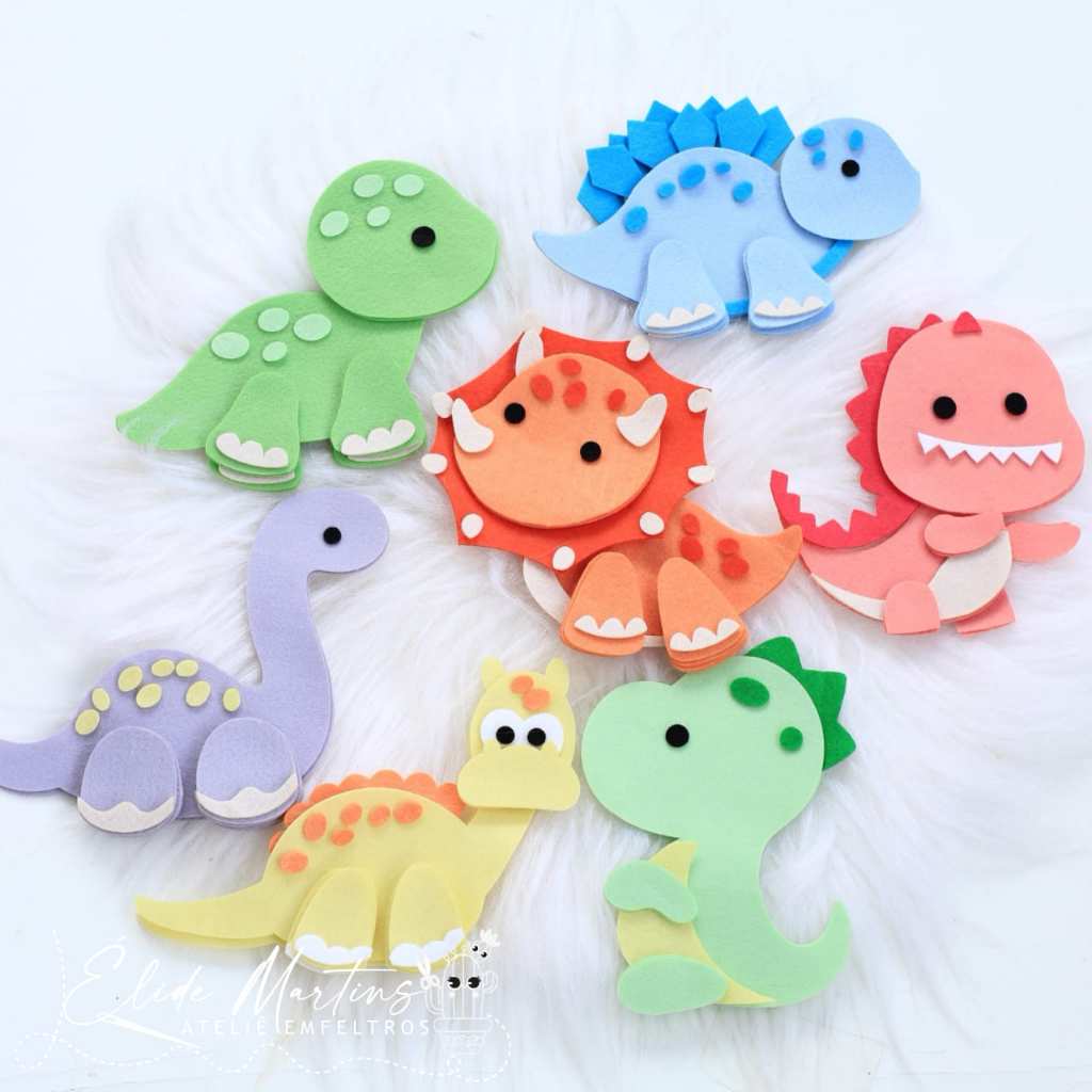 Recortes em Feltro Dinos Baby - Dinossauro Corte a Laser em Oferta na Shopee