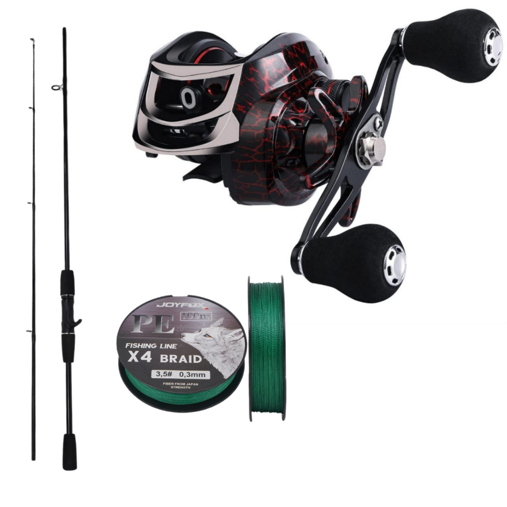 Kit Carretilha com Vara e Linha PE 100m Ideal para Tucunaré, Robalo e Pesca Esportiva em Oferta na Shopee