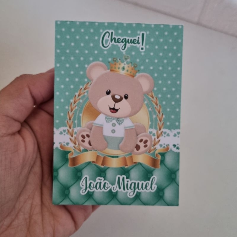 kit Lembrancinha Maternidade Ursinho Príncipe Verde 10 Bloquinhos Personalizados Aniversário