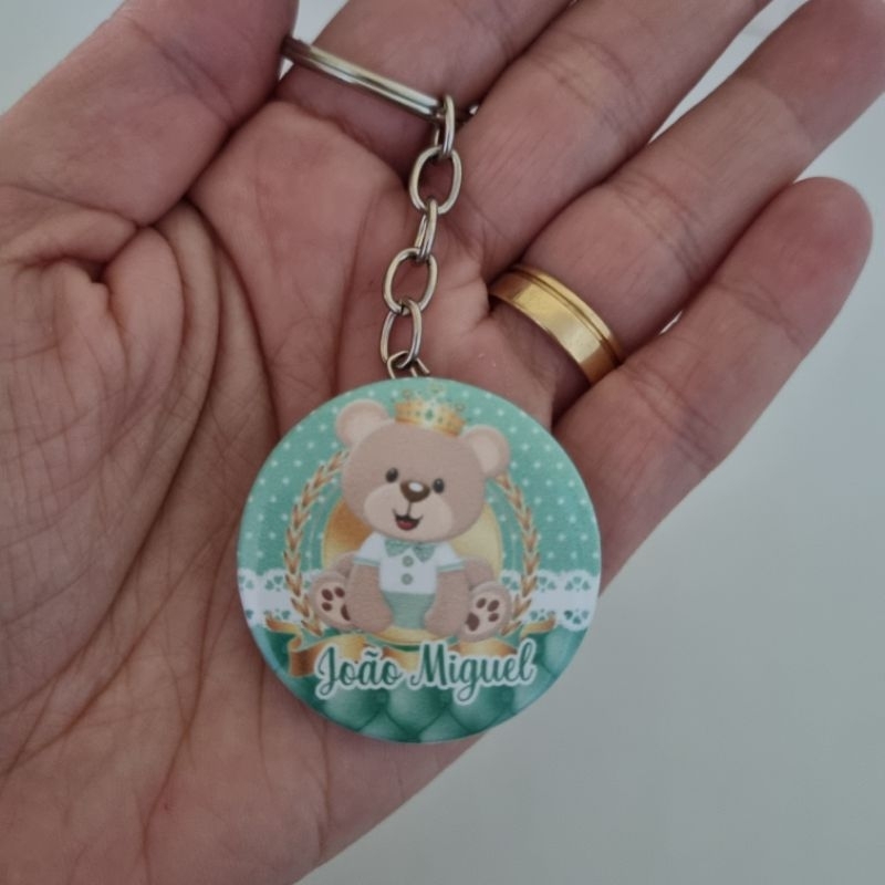 kit Lembrancinha Aniversário Ursinho Príncipe Verde Chaveiros Personalizados Maternidade Aniversário
