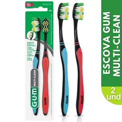 2 Escovas de Dente Multi-Clean Cerdas Macias Cor Sortida - Gum