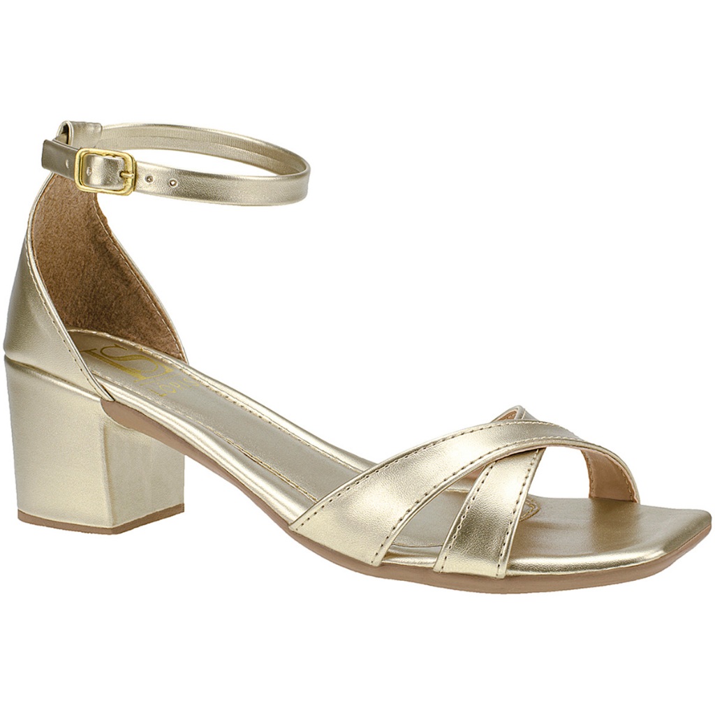 Sandália Feminina em X Bico Quadrado Saltinho Conforntavel Grosso 4-330 em Oferta na Shopee