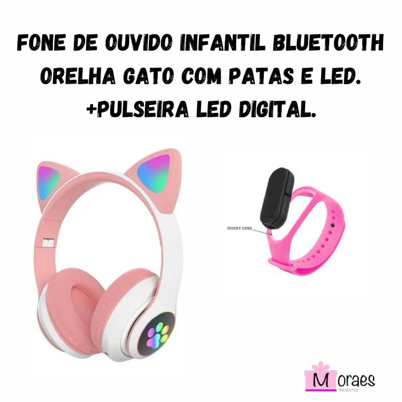 fone Bluetooth +relógio digital