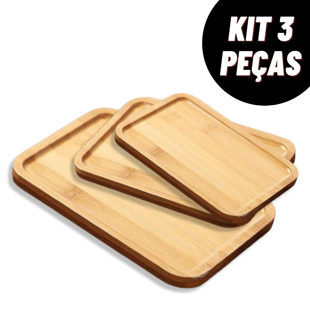 Kit Bandeja de Bambu para Café Chá Petisqueira Condimentos e Mesa Posta em Oferta na Shopee