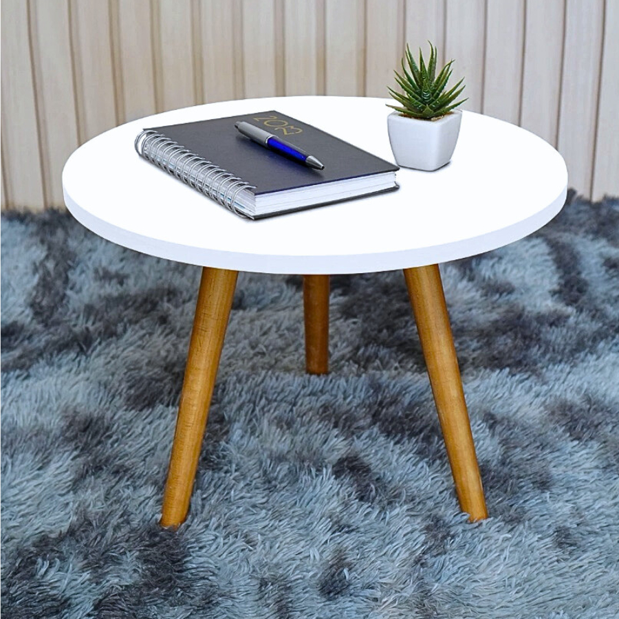 Mesa De Canto Centro Pé Palito Retrô Madeira Maciça Para Sofá Sala Quarto Cama Cabeceira Branca em Oferta na Shopee