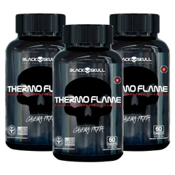 3x Termogênico Thermo Flame - 60 Cápsulas cada - Caveira Preta / Black Skull