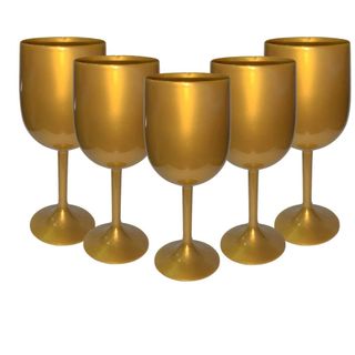 Taça dourada sem estampa- 1 unidade- taça para ceia- taça de vinho- taça plastica