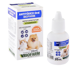 Remedio Antitoxico Biofarm oral para cães e gatos diarreia e vomito 20ml sabor de laranja. em Oferta na Shopee