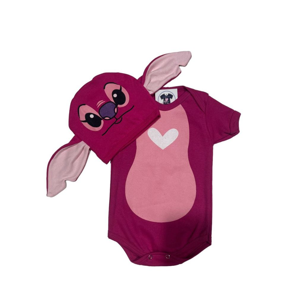 Body Bebê Stitch  Corpo + Touca -  Mesversário- Temático