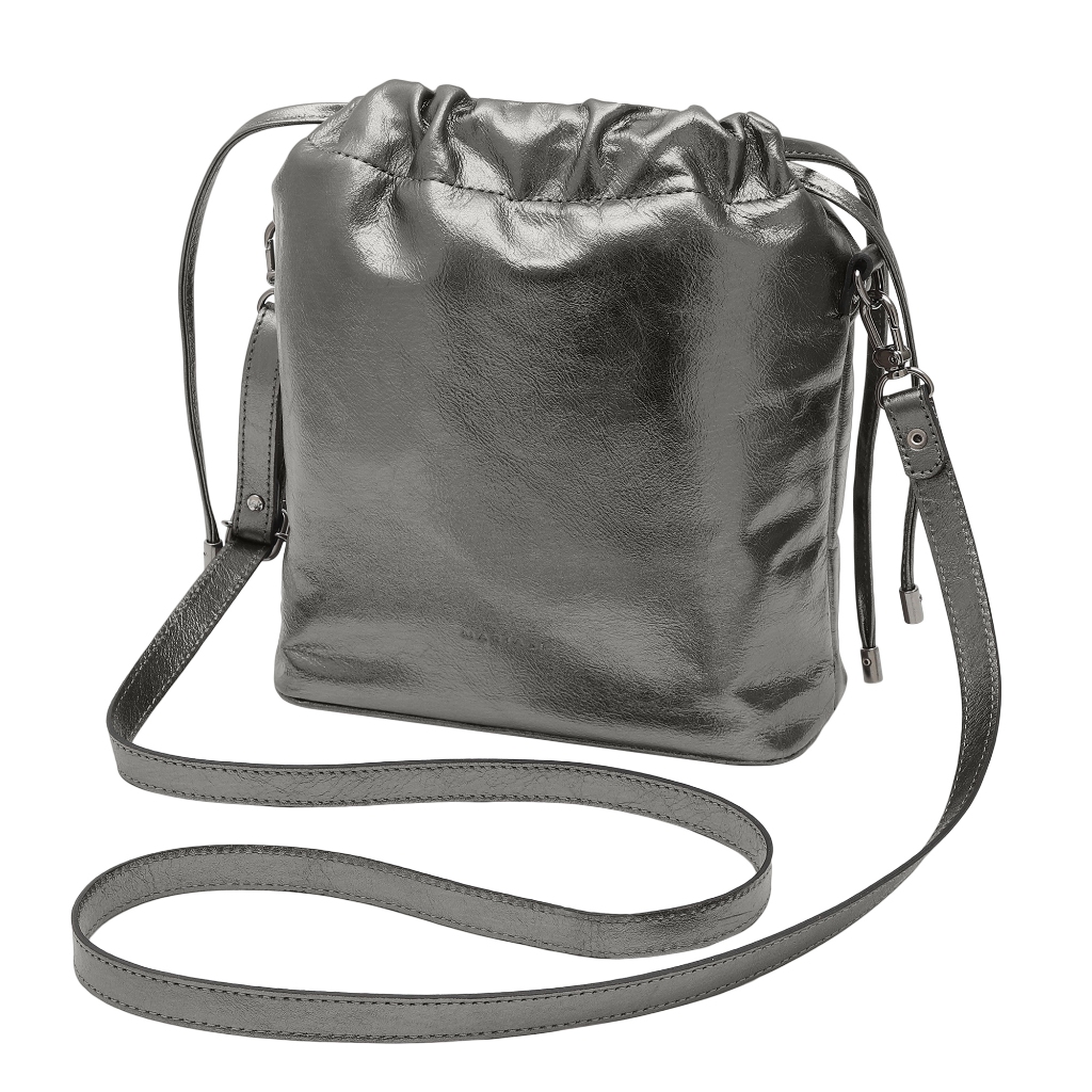 Bolsa Feminina Transversal de Couro Bovino Legítimo Metalizado Mariart Cravo