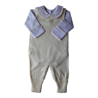 conjunto jardineira e body rococó menina em Oferta na Shopee