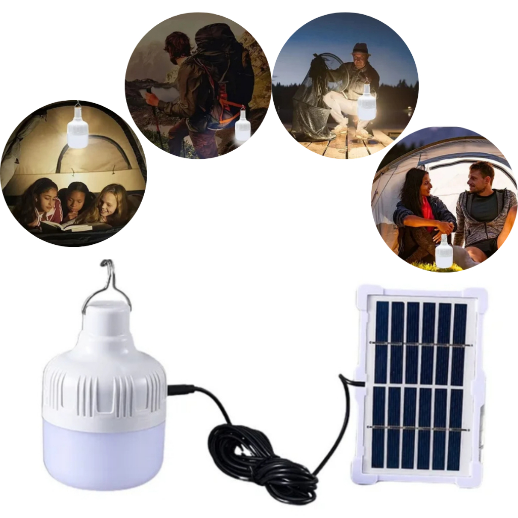 Lâmpada Led  Solar Camping Acampamento Portátil  Bulbo Iluminação Emergência Sos