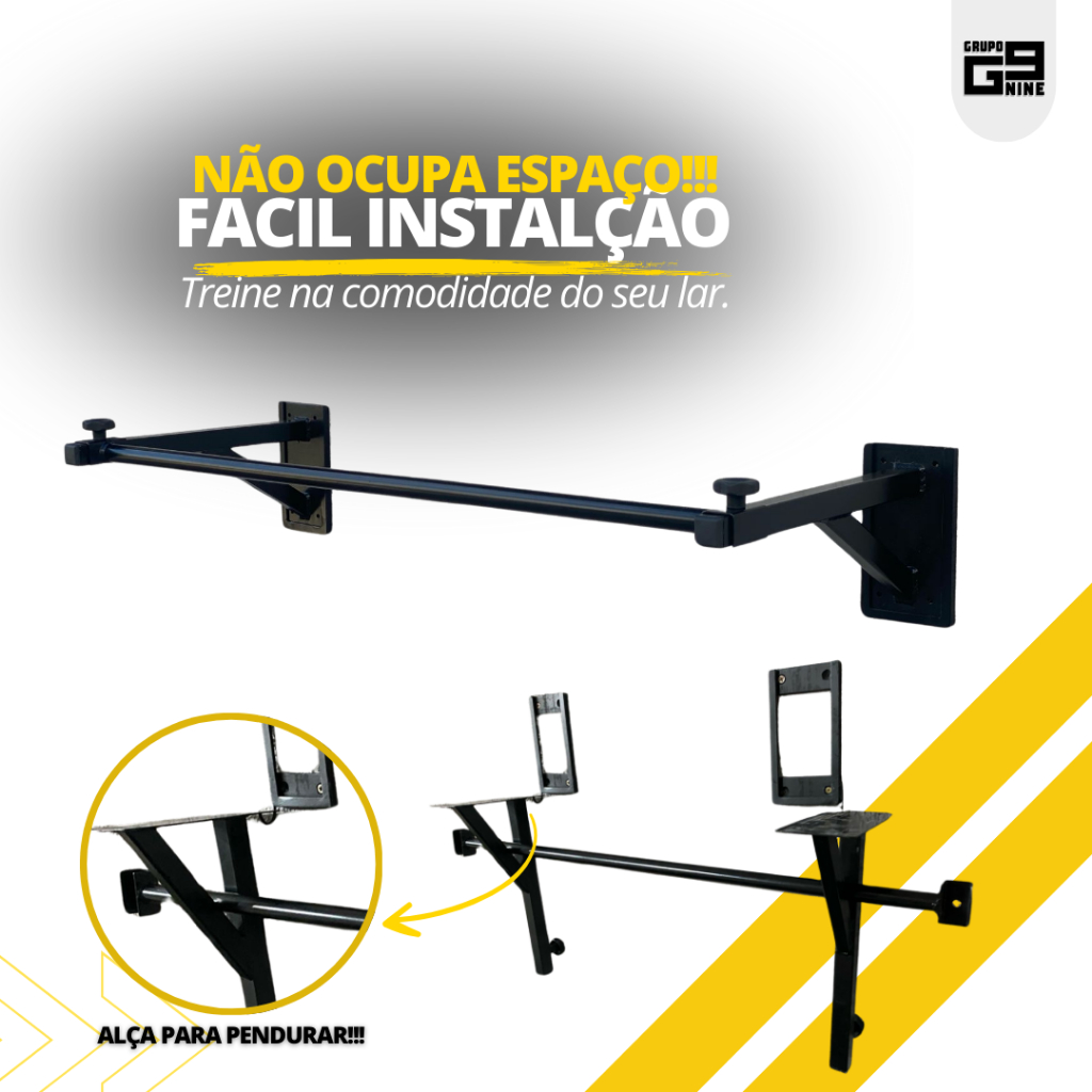 Barra Fixa de Parede Crossfit Pull Ups  Fitness Academia Musculação Barra reta de parede Treinar costas  Pegada neutra