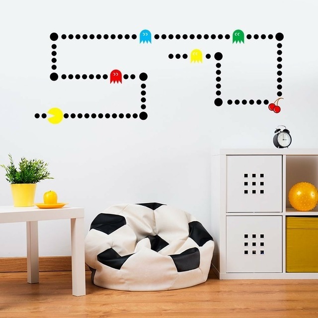 Adesivo Parede Quarto Infantil Video Game Jogo Pac Man menino papel de parede  jogo infantil antigos