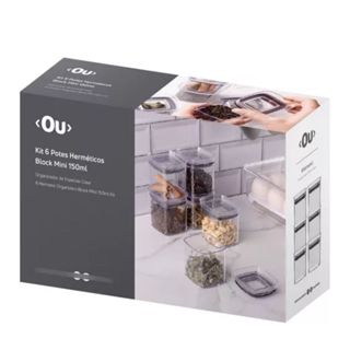 Kit 6 Mini Potes Herméticos Block Porta Temperos Transparente Condimentos Empilháveis 150ml Quadrado em Oferta na Shopee