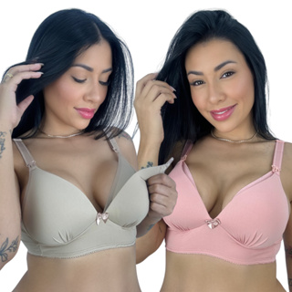 KIT C/2 Sutiã Amamentação com Bojo Soft todo em Micro Facil Amamentar Kelly em Oferta na Shopee