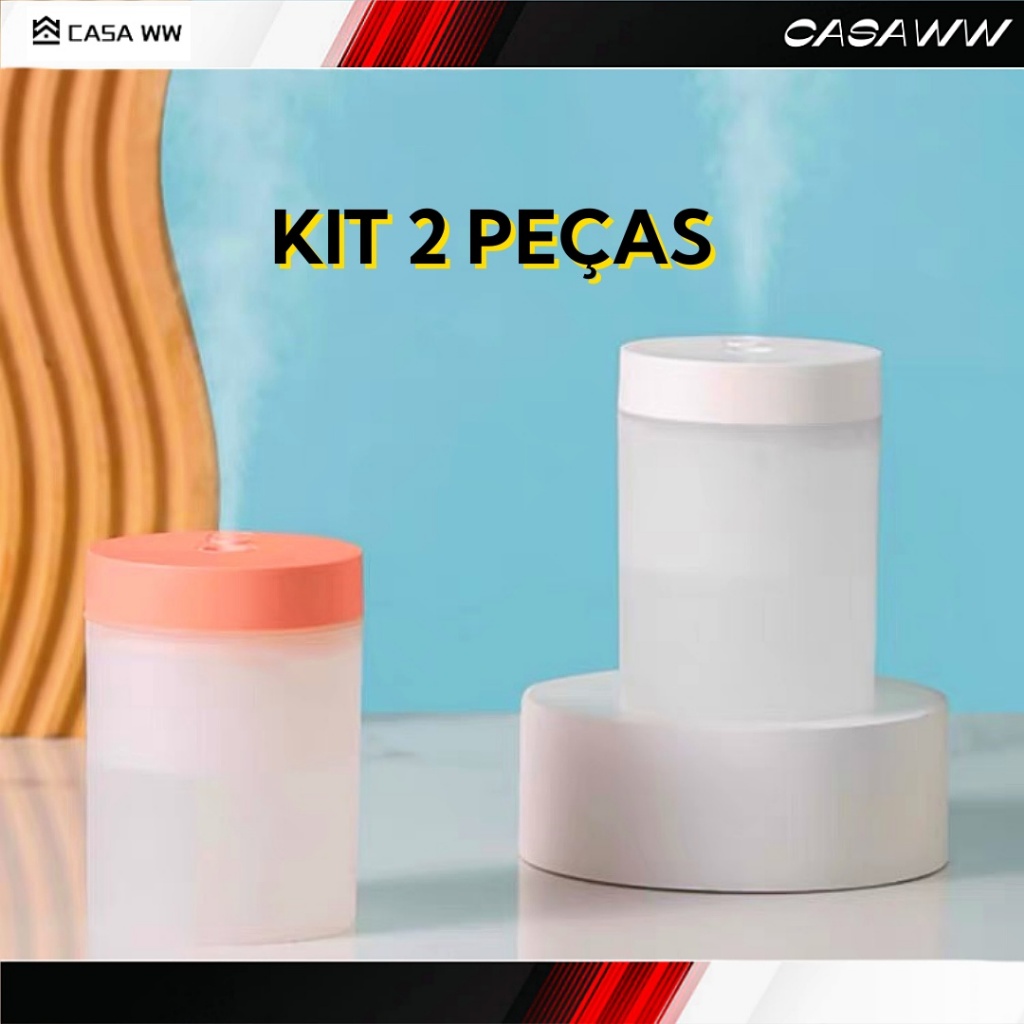 Kit 2 Mini Umidificador Difusor De aroma Escritório Luminária Noturno RGB