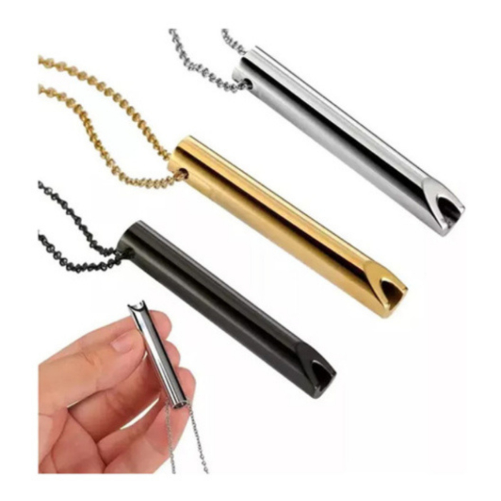 Imagem Colar Aço Inoxidável Alívio Ansiedade e Estresse Exercícios Respiratório Meditação