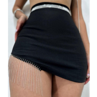 short saia feminino bengaline com strass tendência promoção em Oferta na Shopee