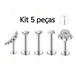 5 Pcs Piercing Conjunto Coração Estrela Orelha Conectar Estilo Helix Tragus Piercings Aço Lábio Pontos Cristal Labret em Oferta na Shopee